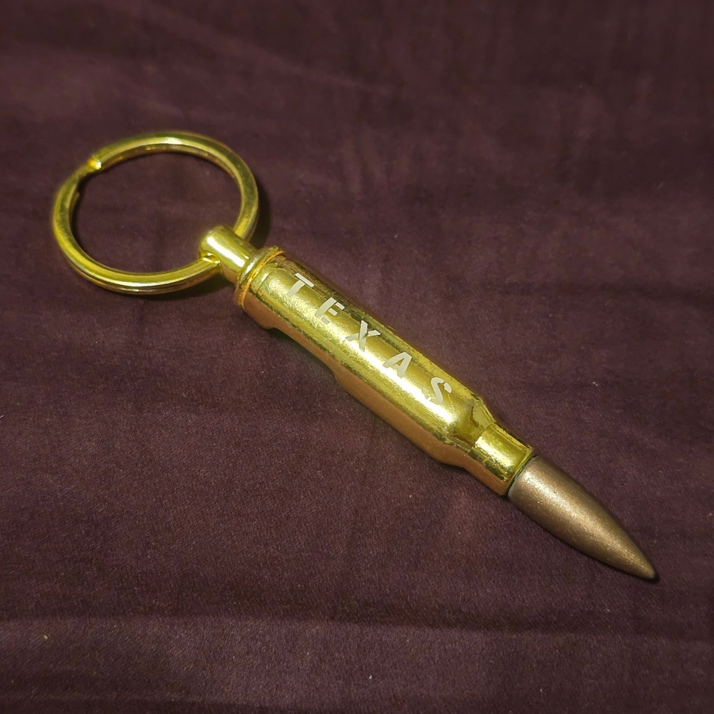 Texas Keychain OS Bottle Opener Unisex Gold Bullet Souvenir Engraved